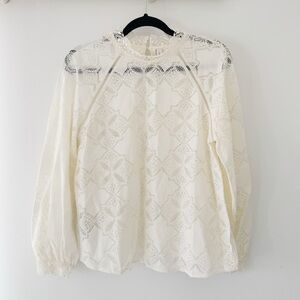 MANGO Cream Lace Women's Top